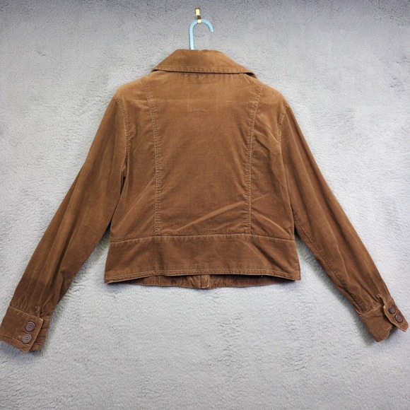Maurices Jacket Womens L Brown Corduroy Floral Embroidered Utility Western Y2K - Picture 2 of 15